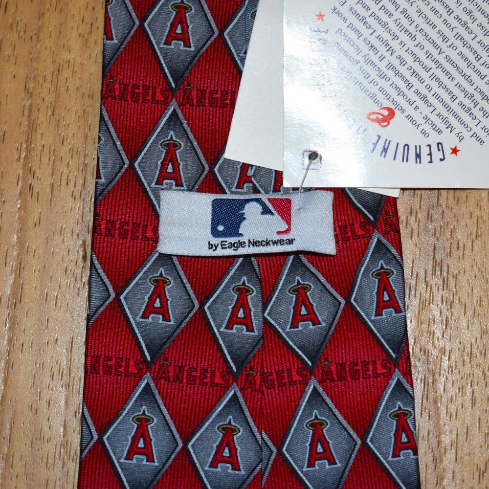 MLB Los Angeles Angels Necktie Mens OS Red NEW Silk Diamond Logo Eagle Neckwear - Picture 5 of 7